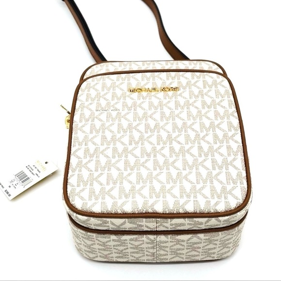 Michael Kors Medium NS Chain XBody Bag Vanilla/Brown - Picture 6 of 12